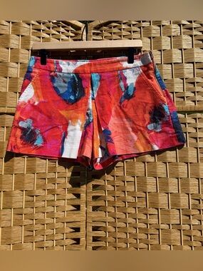 Trina Turk Abstract Floral Cotton Shorts Women’s Size 4